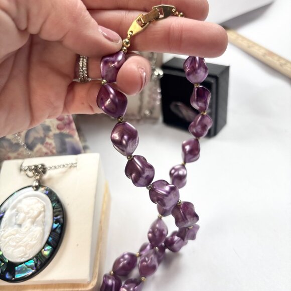 Assorted Jewelry Lot W/Floral Box Necklaces Bracelets & Cameo Pendant,butterfly - Picture 5 of 16